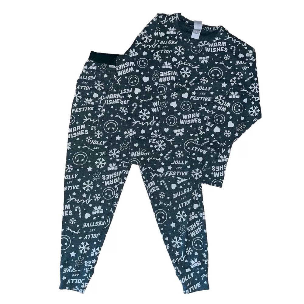 NWT PINK by Victoria’s Secret Christmas Waffle Knit‎ Pajama Set Size: Small